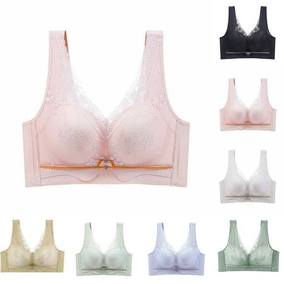 SMihono Comfort Bra Women Push Up Lace Wirefree Bras No Underwire Bralette Wide Shoulder High Support Sport Bras Black 34