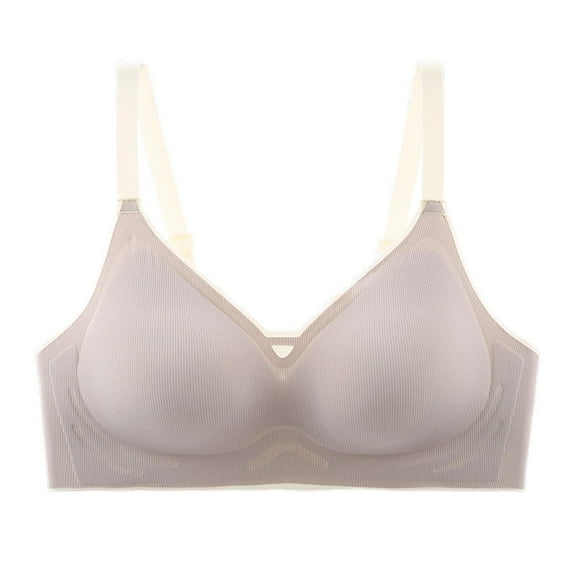 SMihono Comfortable Seamless Full Coverage Bra for Women Wireless Solid Color Bras with Soft Support Smooth Bralette Gray XL
