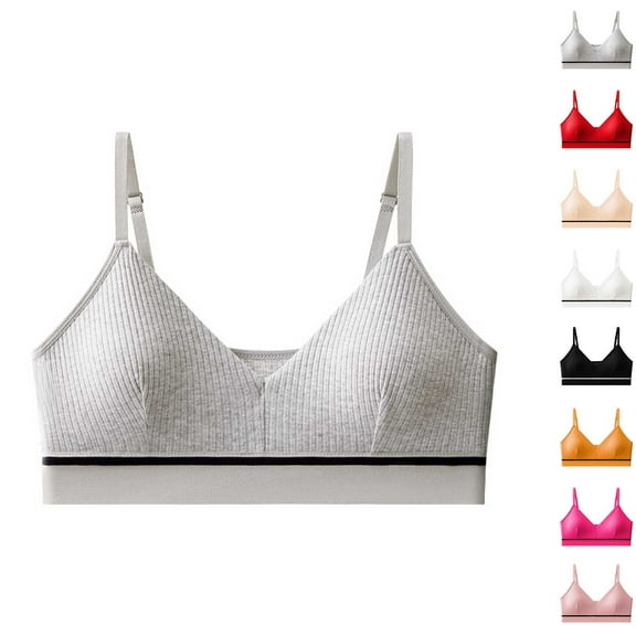 SMihono Cotton Bras for Women Seamless Ribbed Lightly Wireless Push Up Adjustable Bras Cozy Full Support Sports Bralettes Hot Pink Free Size