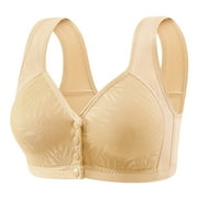 SMihono Daisy Bra for Women Seniors Front Snap Closure Bras Front Snaps Daisy Bras for Older Plus Size Full Coverage Bra Beige 36/80BC