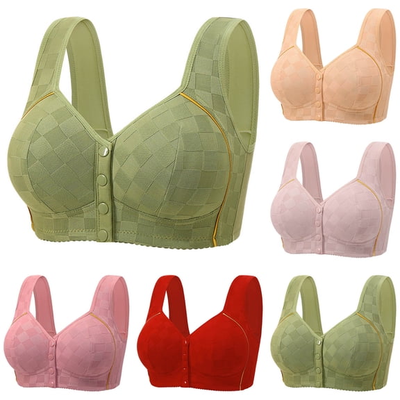 SMihono Daisy Bras for Older Women 2025 Comfy Convenient Front Closure Breastfeeding Bra Full Support No Underwire Bras Beige XXL