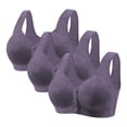 thumbnail image 1 of SMihono Daisy Bras for Older Women, 3 Pack Daisy Bras for Older Women Front Closure, No Underwire Comfort Senior Bra Purple XL, 1 of 2