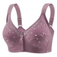 thumbnail image 1 of SMihono Daisy Bras for Older Women Front Closure Plus Size Soft Bralette Breathable Beauty Back Push Up Comfort Everyday Bra Purple S, 1 of 2