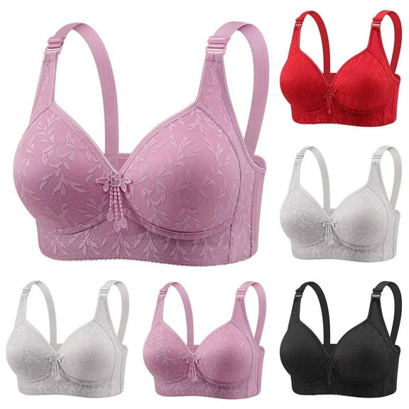 SMihono Daisy Bras for Older Women Front Closure Push up Bra No Underwire Senior Bra with Snaps 2025 Upgraded Breathable Bras Black XXXL