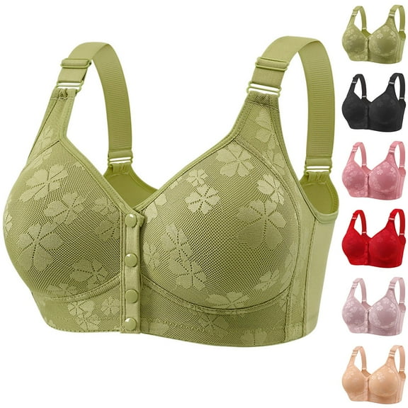 SMihono Daisy Bras for Older Women Front Closure Wireless Push Up Sports High Support Everyday Wirefree Comfortable Sleep Bras Beige XXXXXL