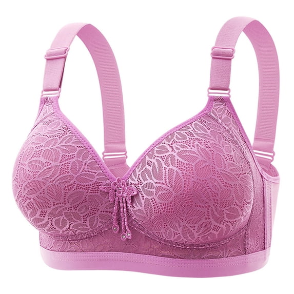 SMihono Daisy Bras for Women Front Closure No Underwire Wireless Bras Full Support Bra Comfortable Wire Free Breathable Bras Purple XL