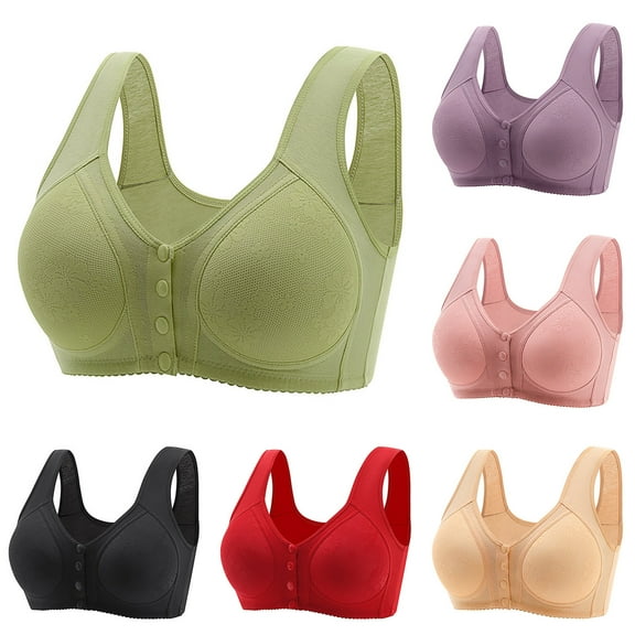 SMihono Daisy Bras for Women Seniors Front Snap Closure Bras Front Snaps Daisy Bras for Older Plus Size Full Coverage Bra Beige XXXXXL