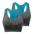 thumbnail image 1 of SMihono Fashion 2 Pack Racerback Sports Bras for Women Padded Seamless High Impact Support for Yoga Gym Workout Young Girl Activewear Bra Blue 4, 1 of 8