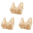 thumbnail image 1 of SMihono Fashion 3 Pack Front Closure Daisy Bras for Older Women Push Up Comfortable Bras No Underwire Seniors Full Support Padded Bras Khaki XXXL, 1 of 6