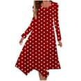 thumbnail image 1 of SMihono Fashion Birthday Dresses for Women Drop Shoulder Dresses for Women Polka Dot Print Spring Dresses Formal Dress Cocktail Dresses Wedding Guest Red 8, 1 of 5
