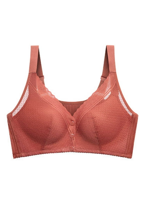 Fashion Compression Bra for Women Front Button Bra with Adjustable Shoulder Straps for Middle and Old Womens Cotton Brown 42/95