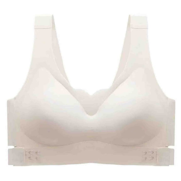 SMihono Fashion Crossover Back Sports Bra for Women Full Coverage Push Up High Support Soft Comfort Wireless Everyday Bras Beige L