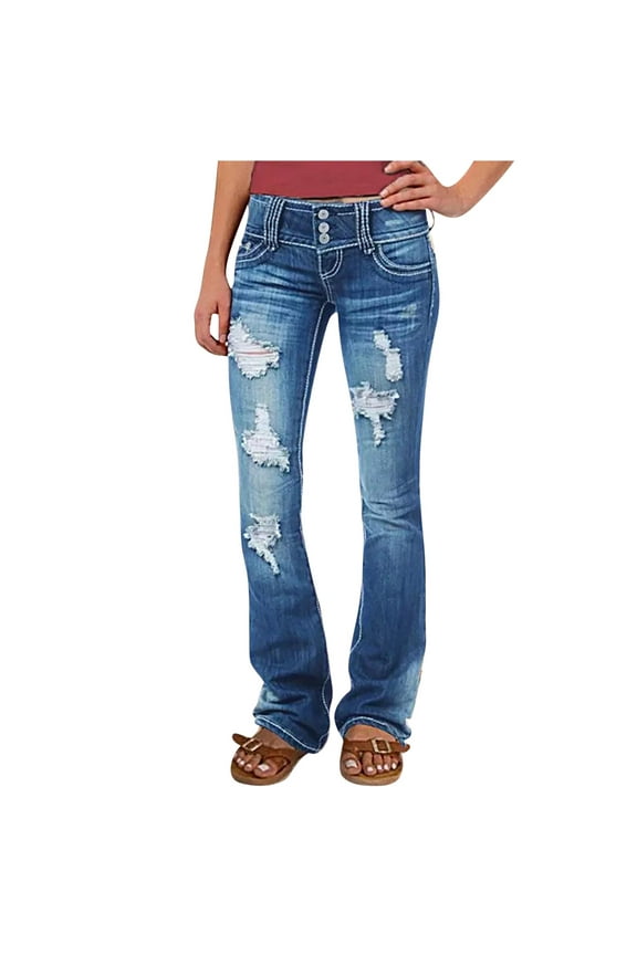 Fashion Fashion Ladys High Waisted Lacing Loose And Comfortable Stretch Wide Leg Straight Pants Stretchy Wide Leg Cozy Pants Denim Pants Jeans Women's Fashion Blue 4