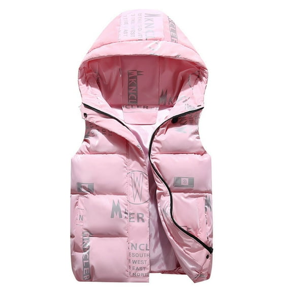 SMihono Deals Fashion Women Winter Warm Coat Wadded Jacket Plus Size Sleeveless Hoodless Casual Outwear Vest Coats for Teen Girls Pink 12