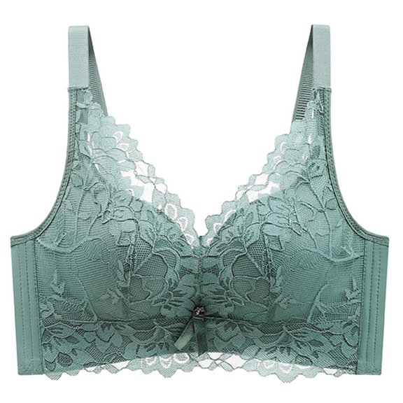 SMihono Fashion Floral Lace Bralettes Womens Triangle Plunge Wireless Bras Camisole Tops Cami Strappy Sexy Soft Bras Green 34/75C