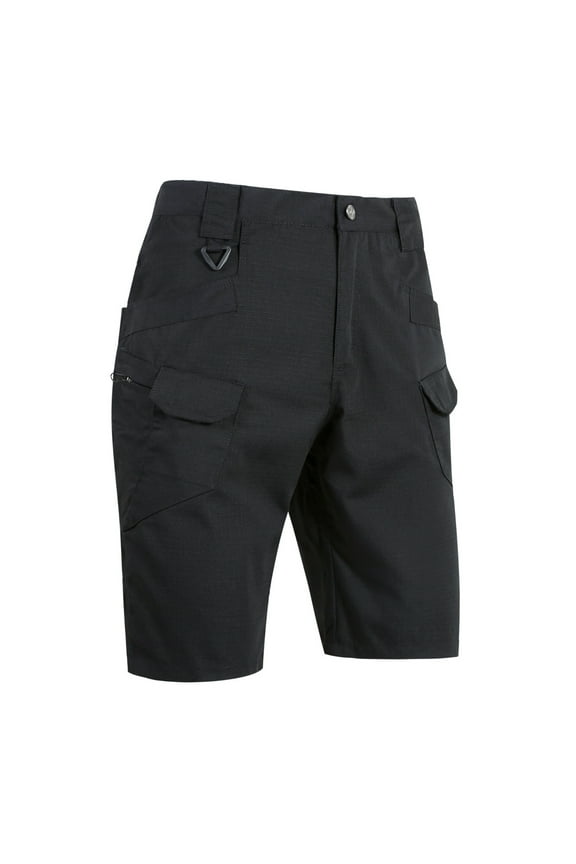 Fashion Men's Short Cargo Pants Comfy Lounge Casual Soft Relaxed Fit Work Wear Solid Color Fashion Cozy Daily Trousers Elastic Waist Half Shorts Pants with Pocket Male Leisure Black XXL