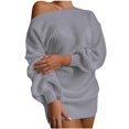 thumbnail image 1 of SMihono Fashion Off The Shoulder Sweater Dress Spring Dress Winter Dress for Women Cable Crochet Knitted Jumper Sweater Gray 8, 1 of 4