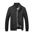 thumbnail image 1 of SMihono Deals Oversized Long Sleeve Hoodless Coats for Men Plush Padded Men Casual Windbreaker Thin Lightweight Outwear Sportswear Solid Jacket Coat Windbreaker Black 18, 1 of 3