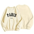 thumbnail image 1 of SMihono Fashion Paris Letter Print Sweatshirt for Women Oversized Trendy Comfy Crewneck Sweatshirts Casual Graphic Pullover Tops Unisex Beige 6, 1 of 4