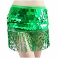 thumbnail image 1 of SMihono Fashion Sequin Skirt for Women Sparkly Fringe Sexy Cut Out Eyelet Dance Skirts Cosplay Triangle Mini Rave Costume Green 4-10, 1 of 2