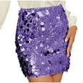 thumbnail image 1 of SMihono Fashion Sequin Skirt for Women Stretchy Bodycon Mini Skirts Sexy Sparkly Skirt Glitter Shiny Skirt Night Out Party Purple 8-10, 1 of 5