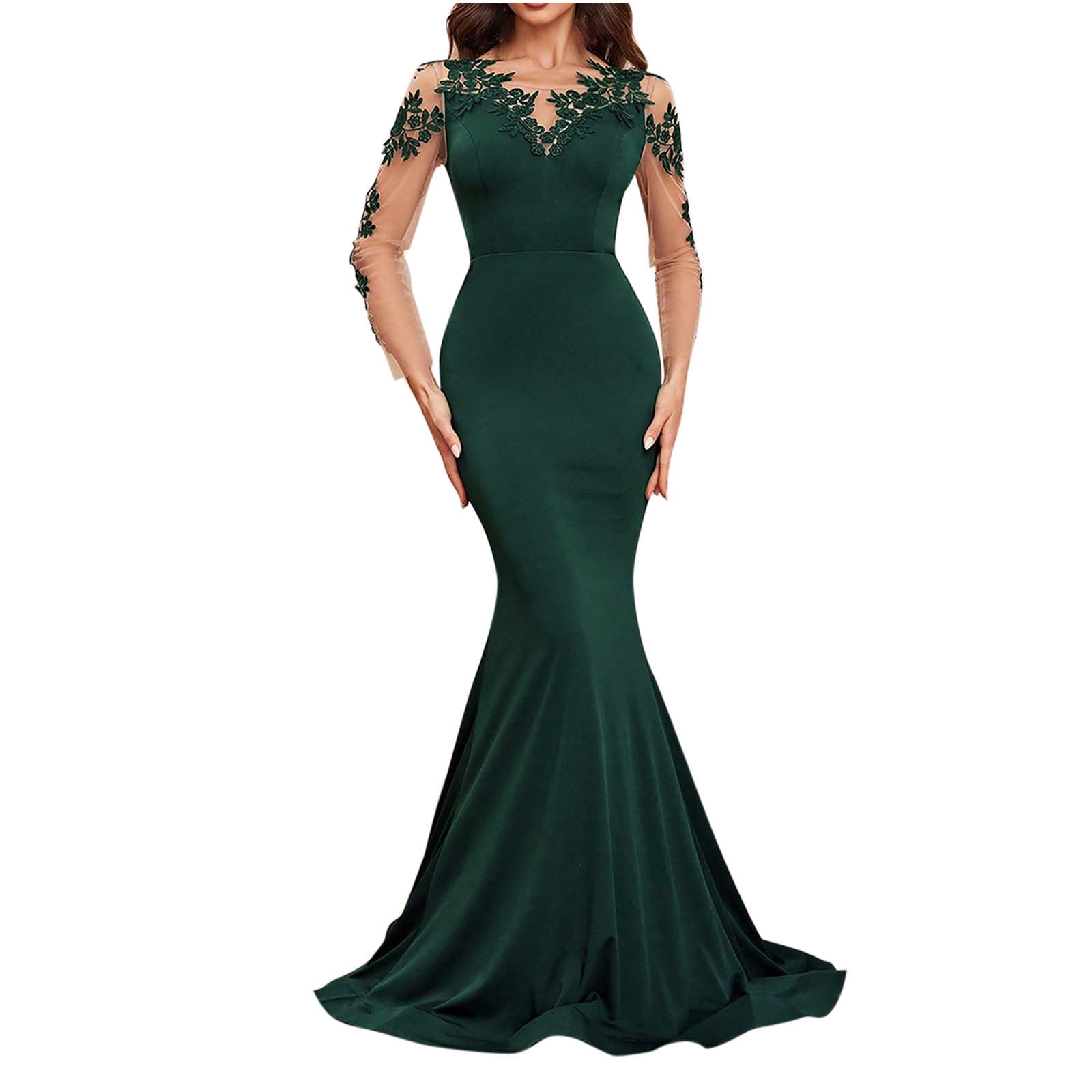 chinese dress ladies Deep Green Long Flowy Prom Dress With Lace Bustier And Corset Back main image 1