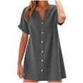 thumbnail image 1 of SMihono Fashion Summer Linen Work Tops for Women Trendy Button Down Plus Size V Neck Boho Clothes Fall Tops for Women 2025 Gray XL, 1 of 6