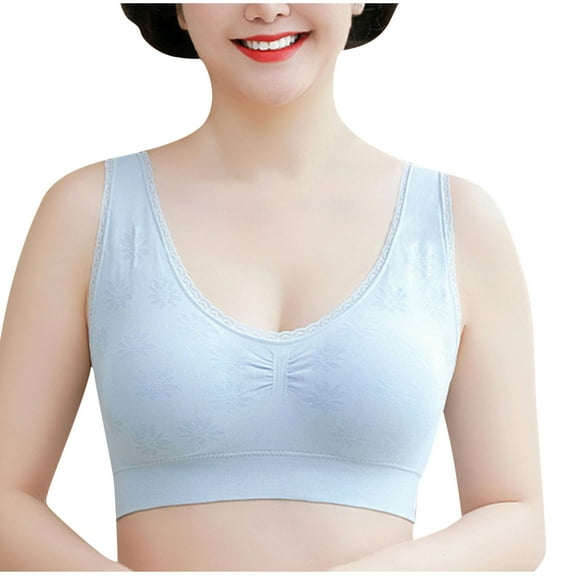 SMihono Fashion Womans Wireless Breathable Gathering Sports Bra Traceless Comfortable No Steel Ring Vest Everyday Sleep Bras Blue L
