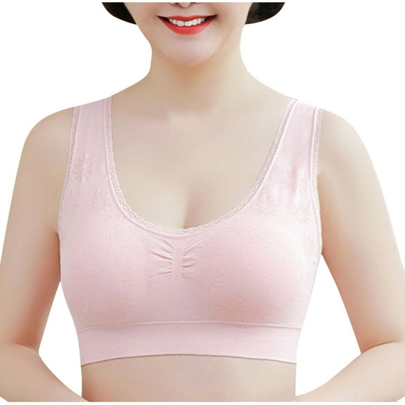 SMihono Fashion Womans Wireless Breathable Gathering Sports Bra Traceless Comfortable No Steel Ring Vest Everyday Sleep Bras Pink M
