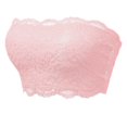 thumbnail image 1 of SMihono Fashion Women Bandeau Crop Tube Top Floral Lace Strapless Bra Full-Coverage Wireless Bra Padded Tank Bandeau Bra Pink 8, 1 of 3