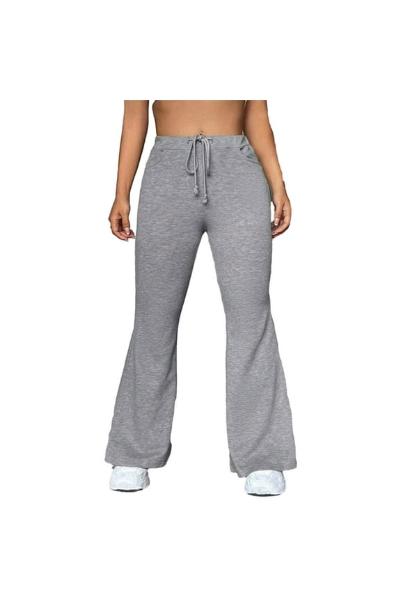 Fashion Women Casual Pants Yoga Sports Pants Outdoor Casual Bell-bottoms Trousers Relaxed Stretch Twill Leggings Full Length Pants Women's Fashion Gray 4
