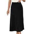 thumbnail image 1 of SMihono Fashion Women Cotton Midi Skirt High Waist A Line Silky Smooth Lightweight Elegant Casual Formal Office Work Party Skirt Black M, 1 of 5