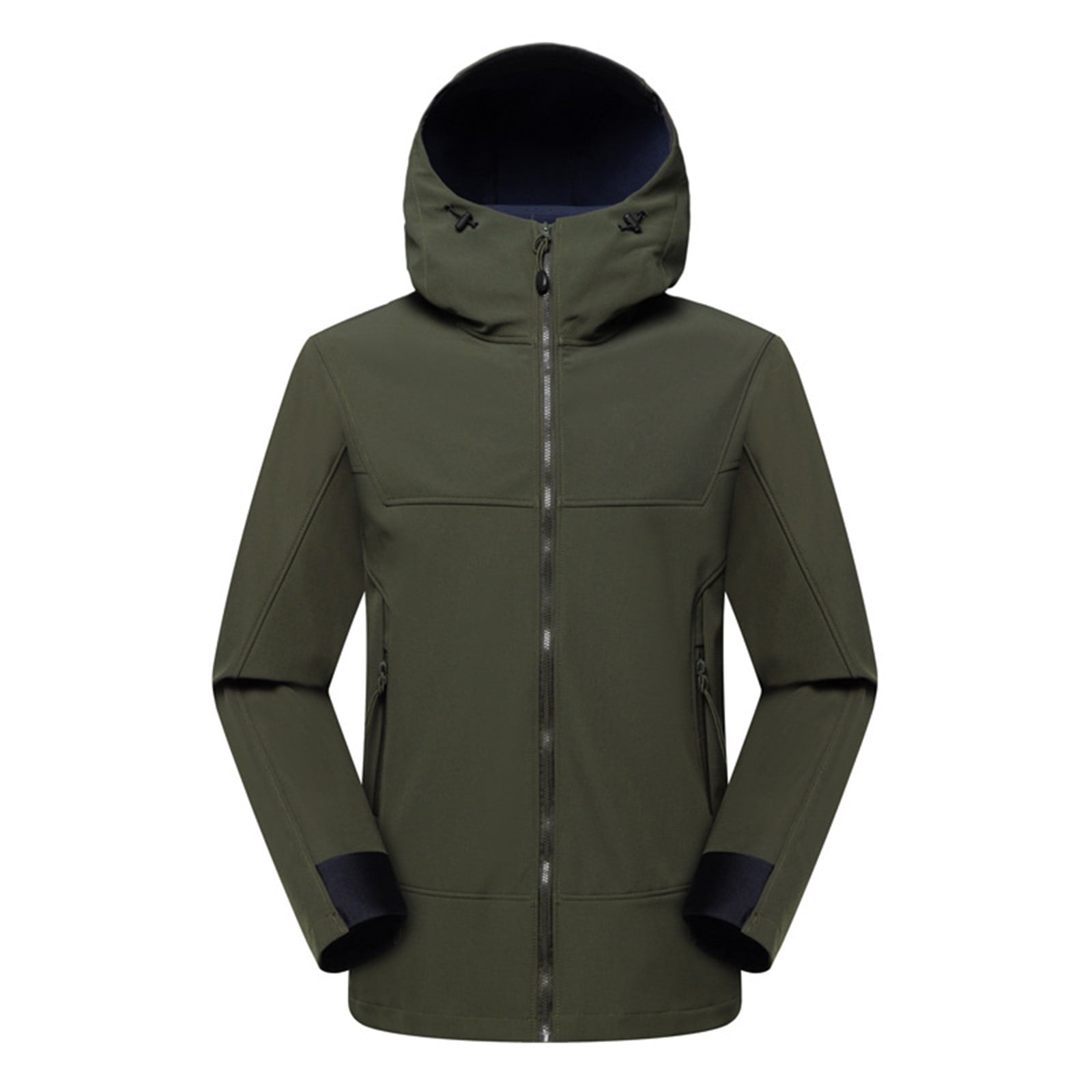 SMihono Deals Women Solid Rain Jacket Outdoor Hooded Raincoat Windproof Top  2023 Trendy Winter Warm Ladies Casual Outwear Jackets Army Green 6 