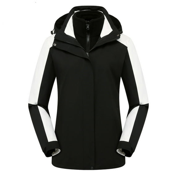 SMihono Deals Women Solid Rain Jacket Outdoor Hooded Raincoat Windproof Top Winter Fall Long Sleeve Hoodless Casual Outwear Coats for Women 2024 Trendy Black 4