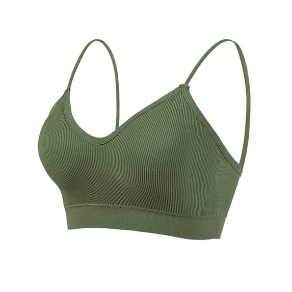 SMihono Deals Women Wireless Thin Straps Bras Anti Exposure Base Everyday Bra Comfy Breathable Sling Bra Fashion Beautiful Back Bra Green Free Size