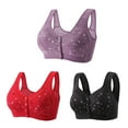 thumbnail image 1 of SMihono Fashion Women's Daily Bra, 3 Pack Push Up Bras No Underwire High Support Front Closure Front Snaps Full Coverage Easy Close Sports Bras Purple 6, 1 of 6