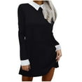 thumbnail image 1 of SMihono Fashion Women's Long Sleeve Lapel Dress Colorblock Button Back Dress Spring Fall Loose Dress Fashion Casual Outdoor Dresses Black 18, 1 of 6