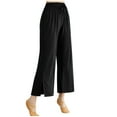 thumbnail image 1 of SMihono Deals Women's Loose High Waist Wide Leg Pants Workout Out Modert Casual Trousers Yoga Gym Pants Relaxed Fit Lightweight Cropped Pants Full Length Pants Women's Sweatpants Black 8, 1 of 9