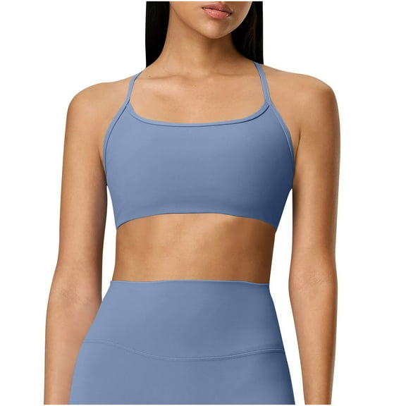 SMihono Fashion Women's Solid Color Sexy Workout Multi-Color Spaghetti Straps Sports Bras Training Fitness Running Yoga Tank Top Light Blue 10