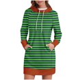 thumbnail image 1 of SMihono Fashion Women's Striped Pullover Dress Casual Long Sleeve Drawstring Hoodies Fashion Color Block Sweatshirt Tunic Dresses Green 8, 1 of 5