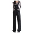 thumbnail image 1 of SMihono Fashion Women's Summer Casual Pocket Romper Long Playsuit Strap Button Jumpsuit Quick Dry Outdoor Athletic Sports Pants Full Length Pants Overalls Women's Fashion Black 10, 1 of 8