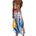 thumbnail image 1 of SMihono Fashion Women's Summer Spaghetti Strap V-Neck Floral Print Maxi Dress Loose Beach Party Long Dresses Blue 12, 1 of 5