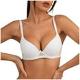 thumbnail image 1 of SMihono Fashion Women's lace Push Up Bras Underwire Padded Balconette Half Cup Bra Add Cup Uplift Everyday Brassiere White XS, 1 of 9