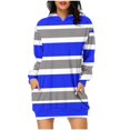 thumbnail image 1 of SMihono Deals Womens Casual Hoodies Mini Dress Casual Oversized Long Sleeve Sweatshirt Striped Gradient Print Pullover with Pockets Blue 10, 1 of 5