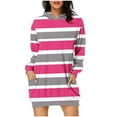 thumbnail image 1 of SMihono Deals Womens Casual Hoodies Mini Dress Casual Oversized Long Sleeve Sweatshirt Striped Gradient Print Pullover with Pockets Hot Pink 10, 1 of 5