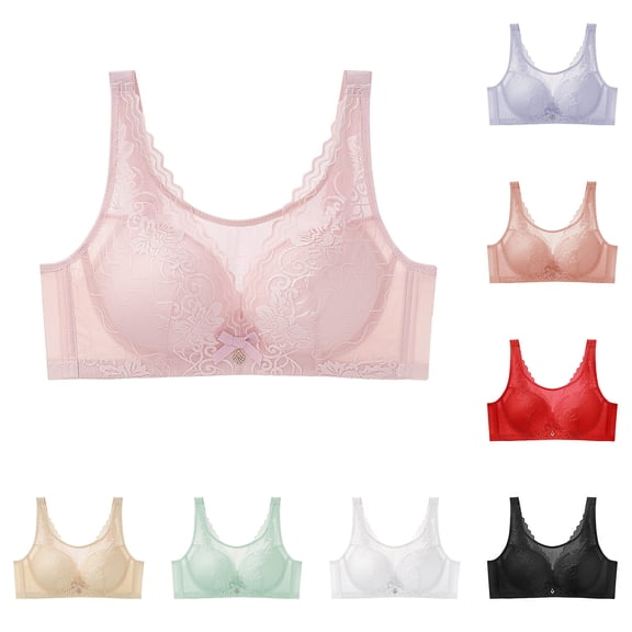 SMihono Fashion Womens No Underwire Bras Plus Size Anti-Sagging Bras Full Coverage Supportive Bralettes Breathable Underwear Beige 44/100C