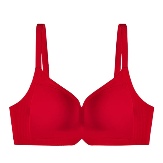 SMihono Fashion Womens Seamless Bras No Underwire Push Up V Neck Wireless Bralettes with Soft Support Full Coverage Bra Breathable Underwear Daily Bra Red 4