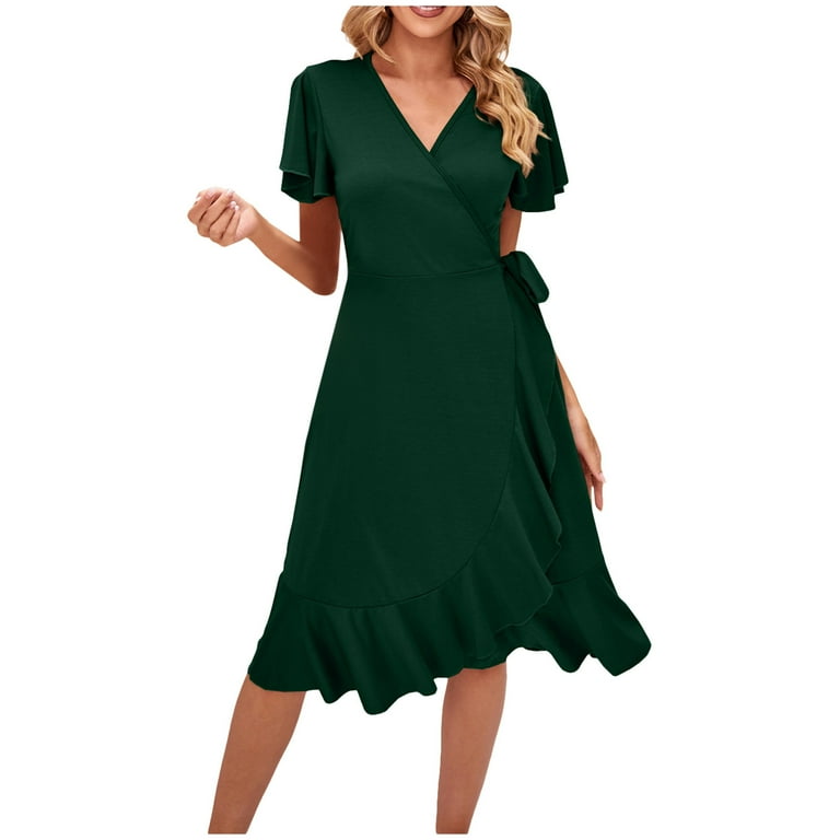 Sweet Elegant Solid Sequins Asymmetrical V Neck Wrapped Skirt Dresses Sweet Elegant Solid Sequins Asymmetrical V Neck Wrapped Skirt Dresses