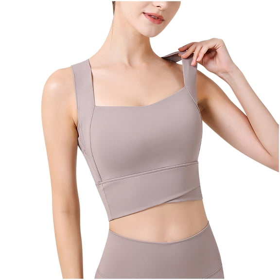 SMihono Fashion Womens Square Neck Longline Sports Bra Workout Crop Tank Tops Comfort Breathable Gym Yoga Bras for Athletic Fitness Khaki 8