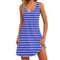 thumbnail image 1 of SMihono Fashion Womens Striped Summer Dresses Trendy V Neck Sleeveless Sun Dresses Boho Tank Dress Casual Loose Fit Beach Dress with Pockets Dark Blue XL, 1 of 6